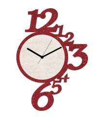 Sai Enterprises Red And Silver Mdf Wood Big Glittery Wall Clock