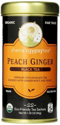 Zhena's Gypsy Tea, Peach Ginger,1.55 oz(44g), 22 Count Tea Sachet