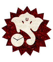 Sai Enterprises Red And Beige Mdf Wood Ganesha Glittery Wall Clock