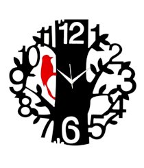 Sai Enterprises Black And Red Mdf Wood Tree Bird Wall Clock