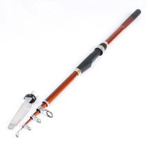 2.15M Long Dark Orange Carbon Fiber 5 Sections Telescoping Fishing Pole Rod