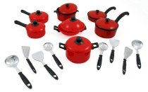 15 Piece Pots and Pans Kitchen Cookware Playset for Kids with Cooking Utensils Set