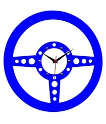 Panache Blue Mdf Wood Steering Wheel Wall Clock