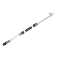 Rubberized Nonslip Handle 2.4m Silver Tone Telescopic Fishing Rod