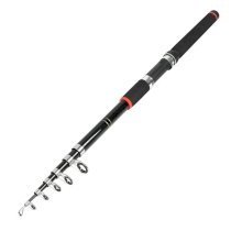 Black Red 2.2M 5 Sections Telescopic Fishing Rod w Spinning Reel