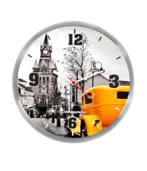 Cosmosgalaxy Mystic Stainless Steel & Acrylic Sheet Round Wall Clock (London Taxi)