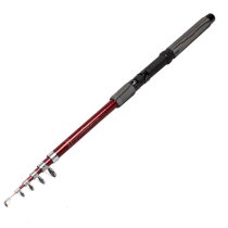 Foam Coated Grip Red Carbon Fiber 2.4M 6 Sections Fishing Pole Rod