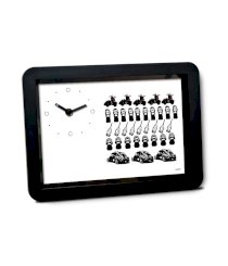 Bluegape White And Black Plastic Eduhive Creative Studio Retro Look Doodle Table Clock