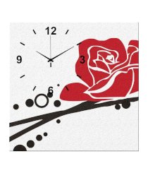 Artjini Red & White Rose Abstract Wall Clock
