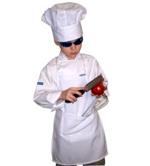  Chefskin Baby Toddler Chef Jacket Coat Costume White Fits Kids 1-3 + Chef Hat