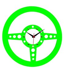 Panache Green Mdf Wood Steering Wheel Wall Clock