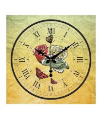 Artjini Yellow & Blue Vintage Rose Wall Clock