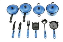 Yabber® Blue Pots and Pans Kitchen Cookware Utensils Toy Play Set Role Play or Doll Accessories for American Doll Gift for Easter Christmas Valentines Day Birthday