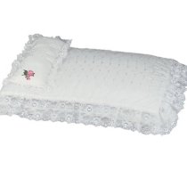 White Eyelet Doll Bedding 3pc. Sized to Fit American Girl Doll Bed - Includes Pillow, Doll Comforter & 3rd Bedding Piece
