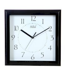 Safal Black and White Wood Easy View Square Wall Clock