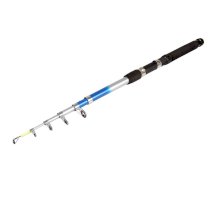 Black Silver Tone Shell 6 Sections Telescoping Fishing Pole Rod 2.3M Long