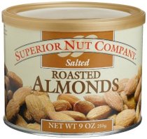 Superior Nut Salted Roasted Almonds, 9-Ounce Canisters (Pack of 6)