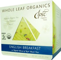 Choice Organic Whole Leaf Organics English Breakfast Tea Pyramids, 15-Count, 1.05-Ounce Boxes (Pack of 3)