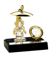 Antraa Cute Glass Ganesha Idol Table Top Watch Showpiece