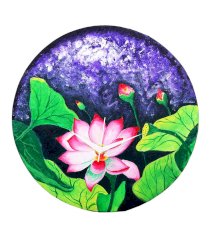 Rangrage Multicolour Round Wondorous Water Lily Wooden Clock