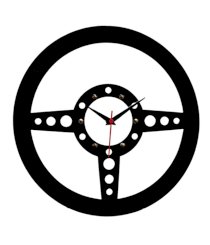 Panache Black Mdf Wood Steering Wheel Wall Clock