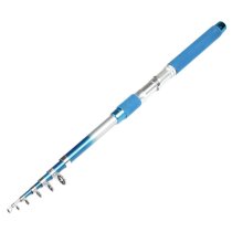 Nonslip Handle 2.95M 7 Sections Telescopic Fishing Pole Silver Tone Blue