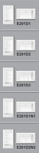 Công tắc đôi chữ nhật 1 chiều 10A Edison - Opto E201D2