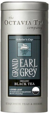Octavia Tea Grand Earl Grey (Organic Black Tea) Loose Tea, 2.75-Ounce Tins (Pack of 2)