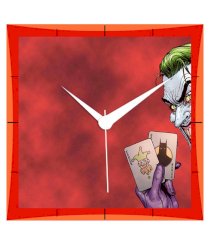 Shopkeeda Red Engineering Wood Card Joker Wall Clock