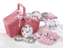 Delton Children's Tin Tea Set with Pink Daisies