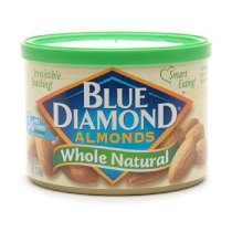 Blue Diamond Almonds, Can, Whole Natural 6 oz (Pack of 2)