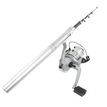 Aluminum Alloy Mini Pocket Pen Fishing Rod Pole w Spinning Reel Combos