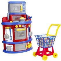 Just Like Home My Very Own Kitchen and Shopping Cart Playset - Made in USA