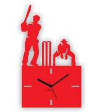 Cricket Winning Stroke Wall Clock Red