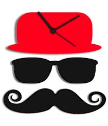 Blacksmith Moustache Hat Red Engineered Wood Wall Clocks