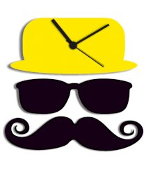 Blacksmith Moustache Hat Yellow Engineered Wood Wall Clocks