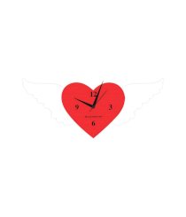 Blacksmith Red Laminated Aluminium Heart With Wings Wall Clock