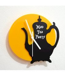 Blacksmith Alice in Wonderland Mad Tea Party Black & Yellow Silhouette Wall Clock