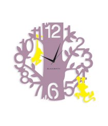 Blacksmith Purple & Yellow Laminated Aluminium Monkey Hanging On A Tree Wall Clock