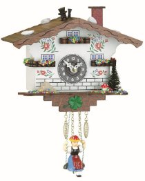 Black Forest Clock Swiss House with chimney-sweep, incl. battery