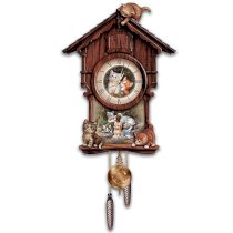 Moments Of Purr-fection Wooden Cuckoo Clock With Kittens: Collectible Cat Lover Gift by The Bradford Exchange