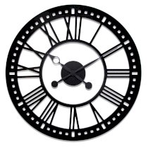  River City Clocks Indoor Black Skeleton Tower Wall Clock with No Background, 38-Inch Diameter