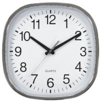 Geneva 12-Inch Soft Square Plastic Wall Clock, Chrome Finish