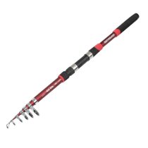 Black Rubber Handle 7 Sections 3.6M Telescopic Fishing Pole Rod