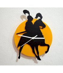 Blacksmith Knight on Horse Black & Yellow Silhouette Wall Clock