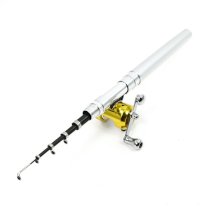  3.1Ft Long 7 Sections White Telescopic Pen Freshwater Fishing Rod Reel Set