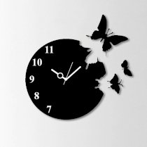  Timeline Flying Cut Out Butterfly Wall Clock Black TI104DE63ZKQINDFUR