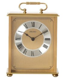 Seiko Desk and Table Carriage Clock Gold-Tone Solid Brass Base and Top