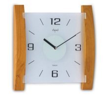  Opal Frosted Glass/ Light Brown Curved Wood Combination Clock