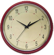 Geneva 9-1/2-Inch Plastic Diner Wall Clock, Red